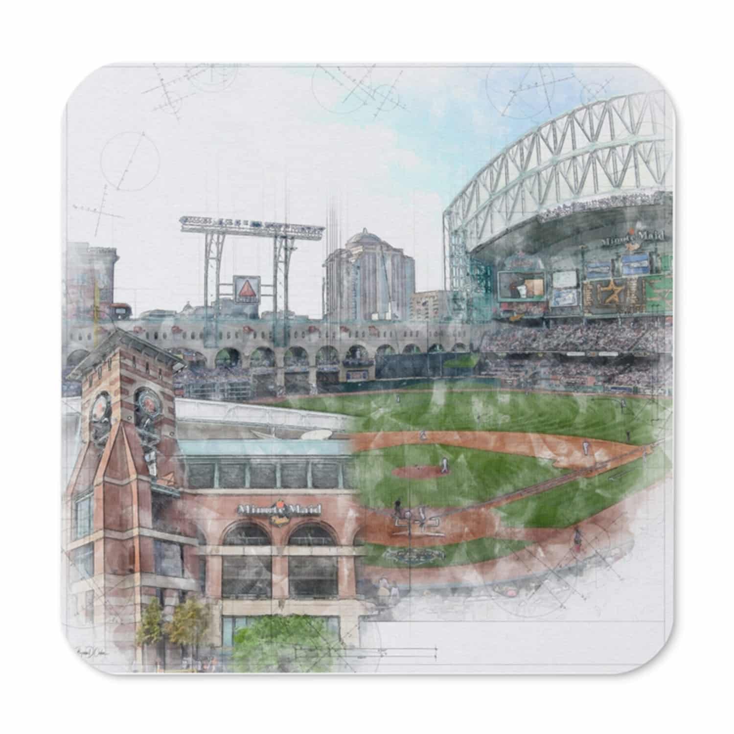 mlb-hou-cstr-2 Minute Maid Park Cork Back Coaster, Houston Astros Baseball