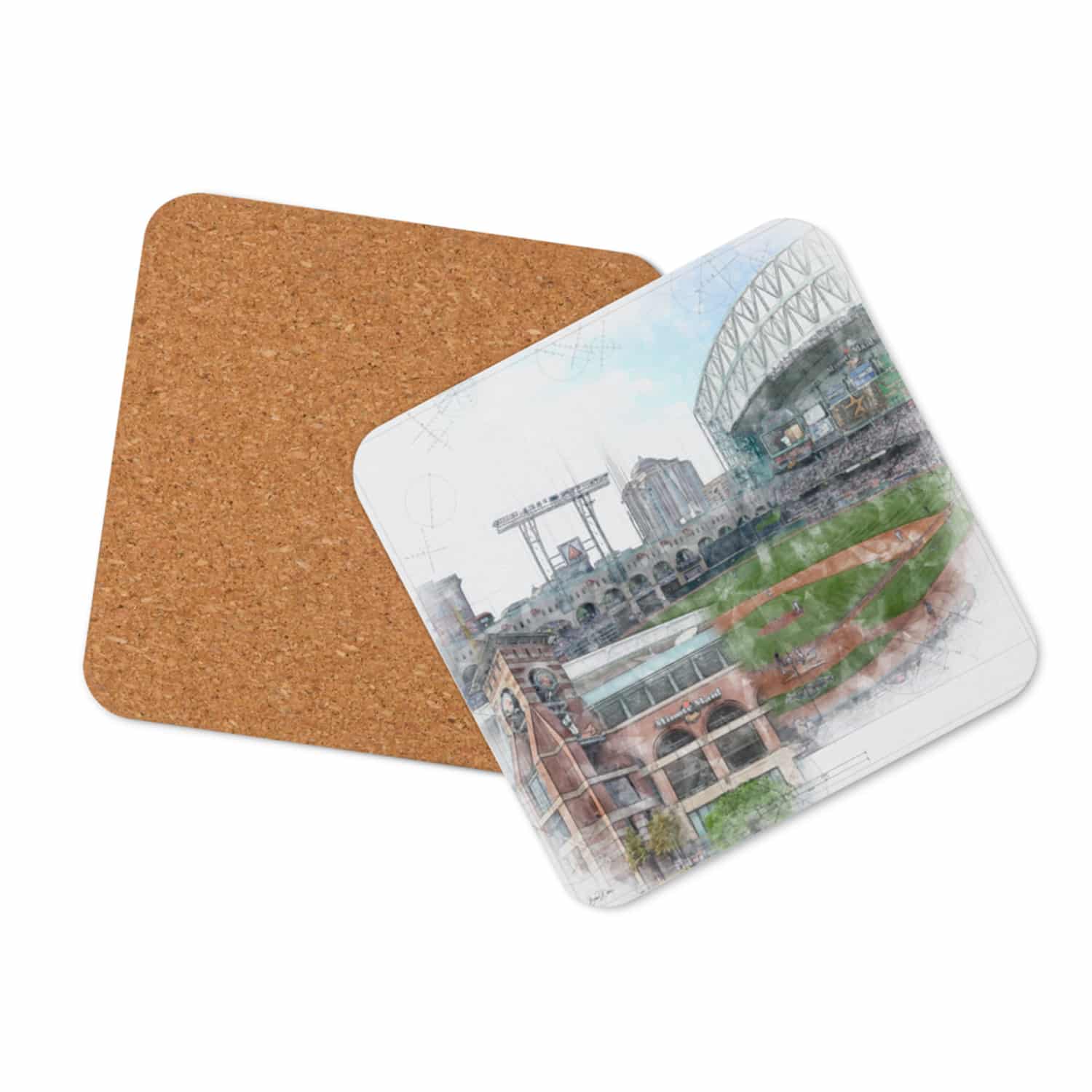 mlb-hou-cstr-3 Minute Maid Park Cork Back Coaster, Houston Astros Baseball