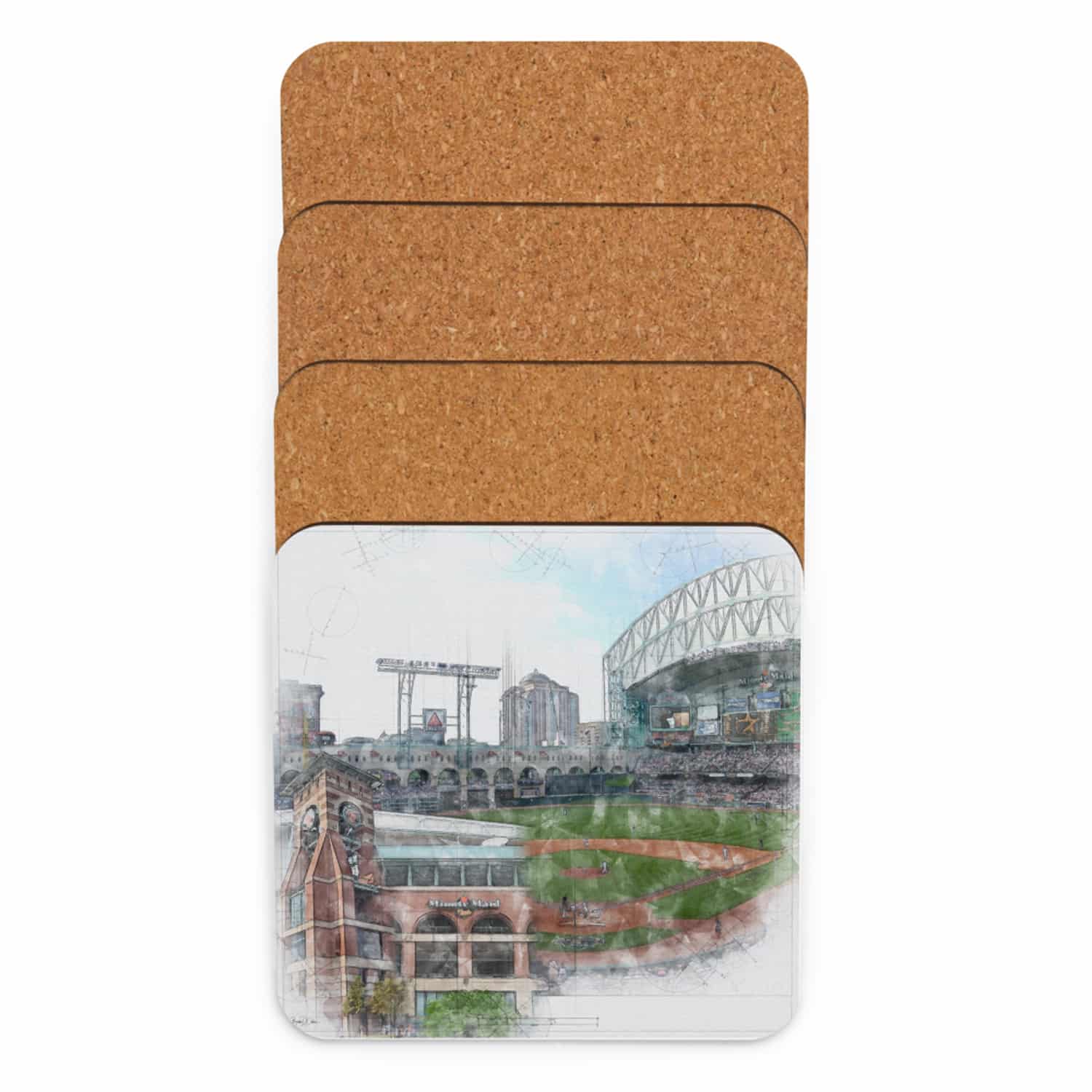 mlb-hou-cstr-6 Minute Maid Park Cork Back Coaster, Houston Astros Baseball