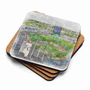 Kauffman Stadium Coaster, Kansas City Royals Baseball, Cork-Backed Drink Coaster