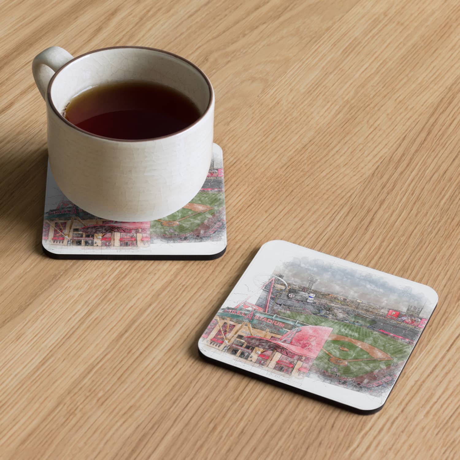 mlb-laa-cstr-1 Angel Stadium Cork Back Coaster, Los Angeles Angels Baseball