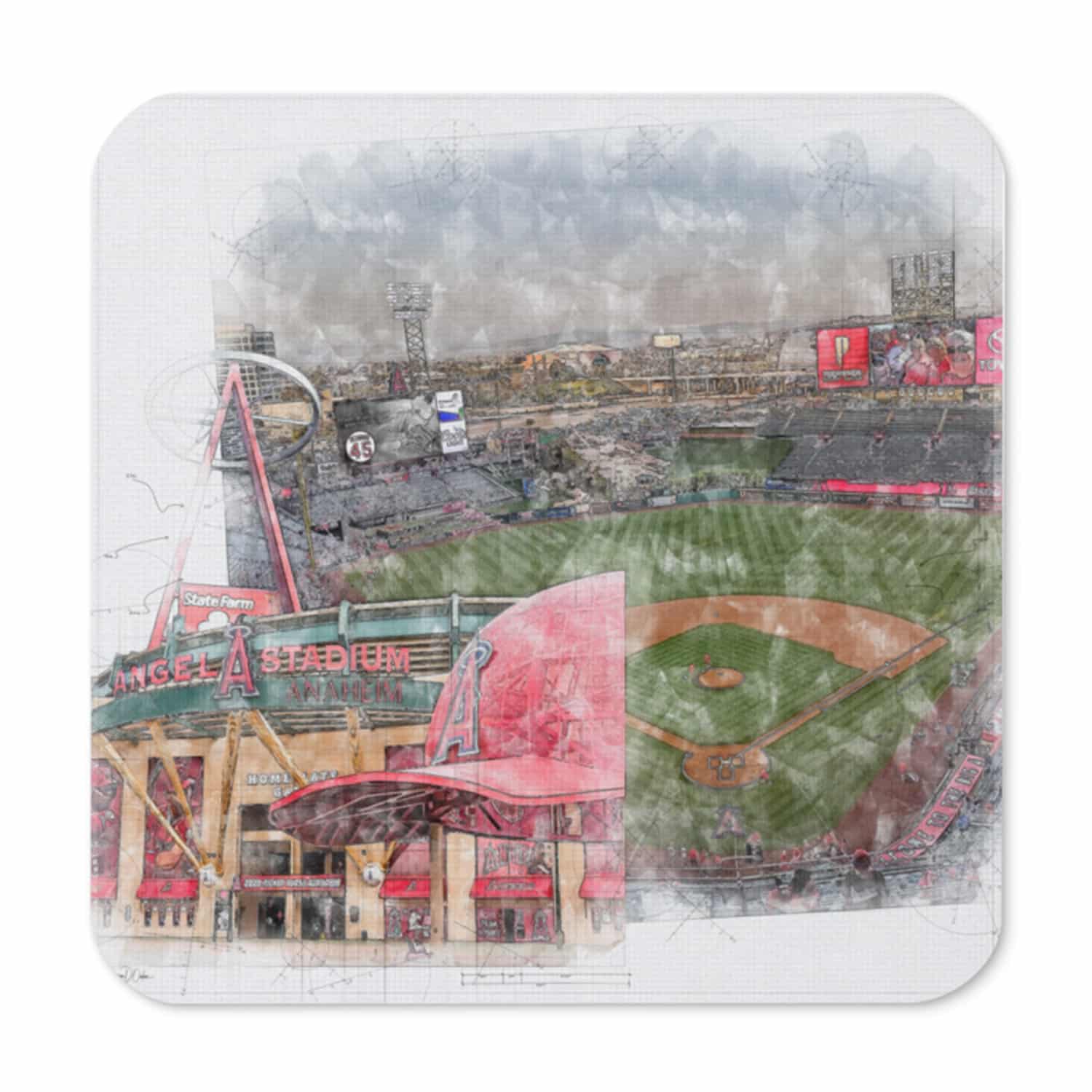 mlb-laa-cstr-2 Angel Stadium Cork Back Coaster, Los Angeles Angels Baseball
