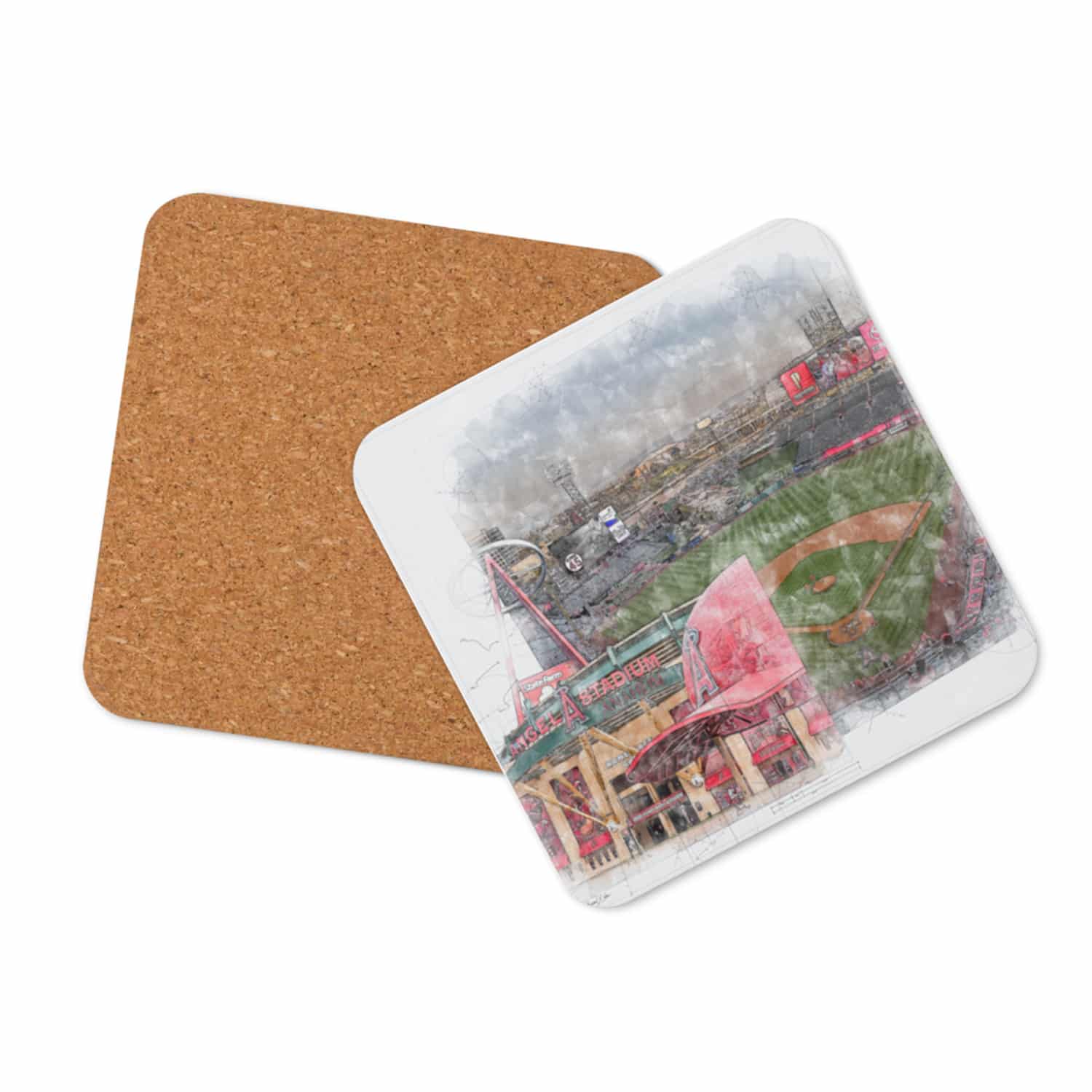 mlb-laa-cstr-3 Angel Stadium Cork Back Coaster, Los Angeles Angels Baseball