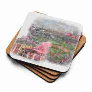 Angel Stadium Coaster, Los Angeles Angels Baseball, Cork-Backed Drink Coaster
