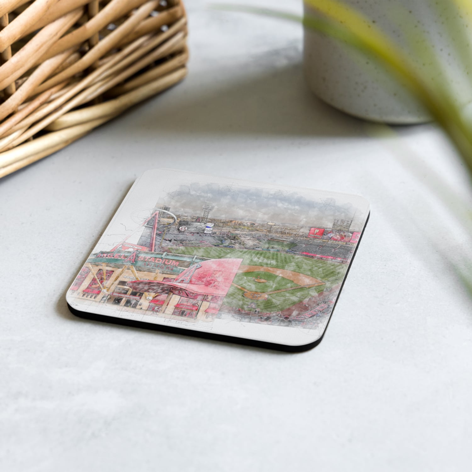 mlb-laa-cstr-8 Angel Stadium Cork Back Coaster, Los Angeles Angels Baseball