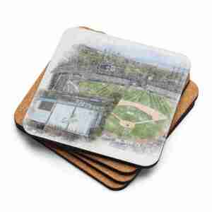 Dodger Stadium Coaster, Los Angeles Dodgers Baseball, Cork-Backed Drink Coaster