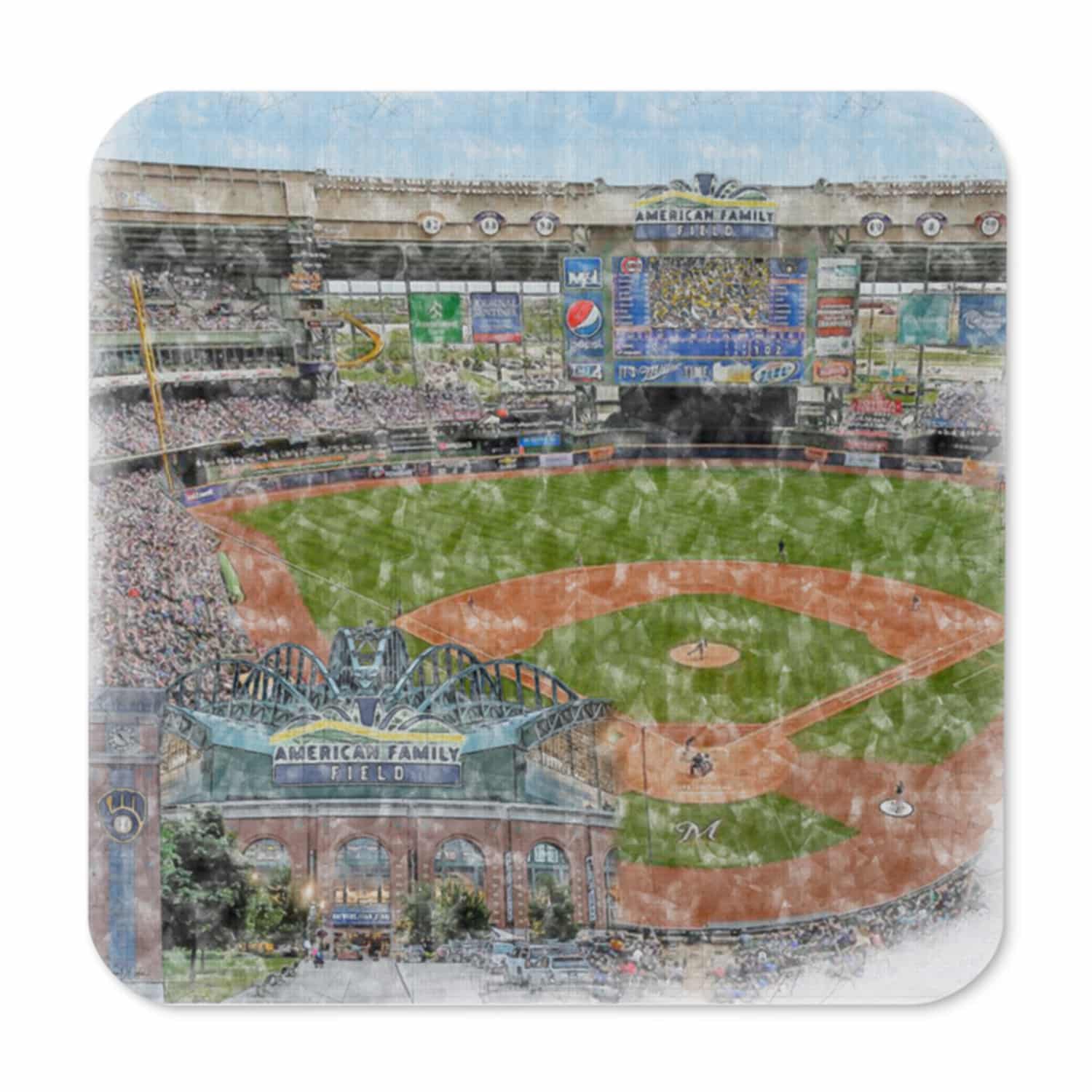 mlb-mil-cstr-2 American Family Field Cork Back Coaster, Milwaukee Brewers Baseball