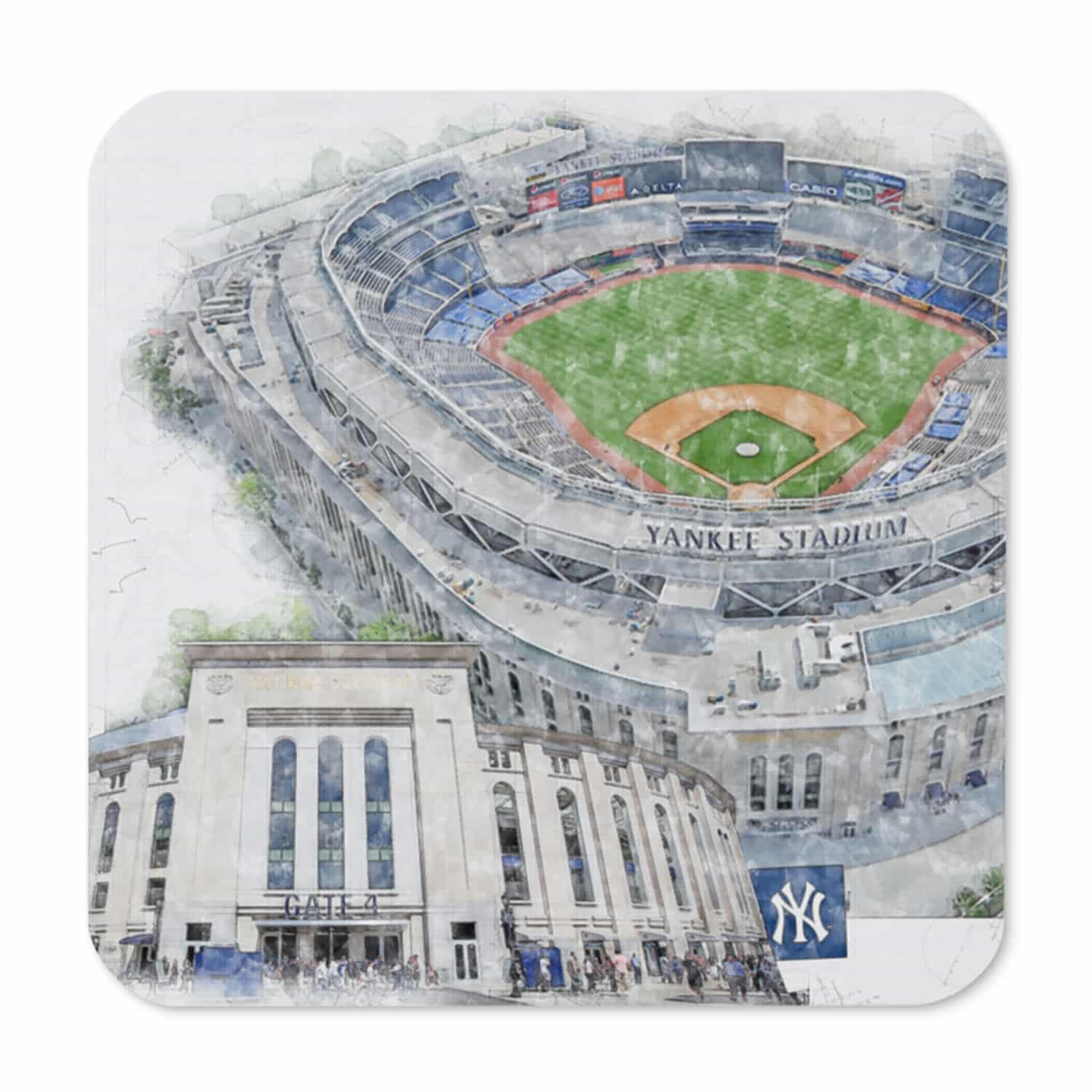 mlb-nyy-cstr2 Yankee Stadium High Gloss Coated, Cork-Backed Drink Coaster, New York Yankees Baseball