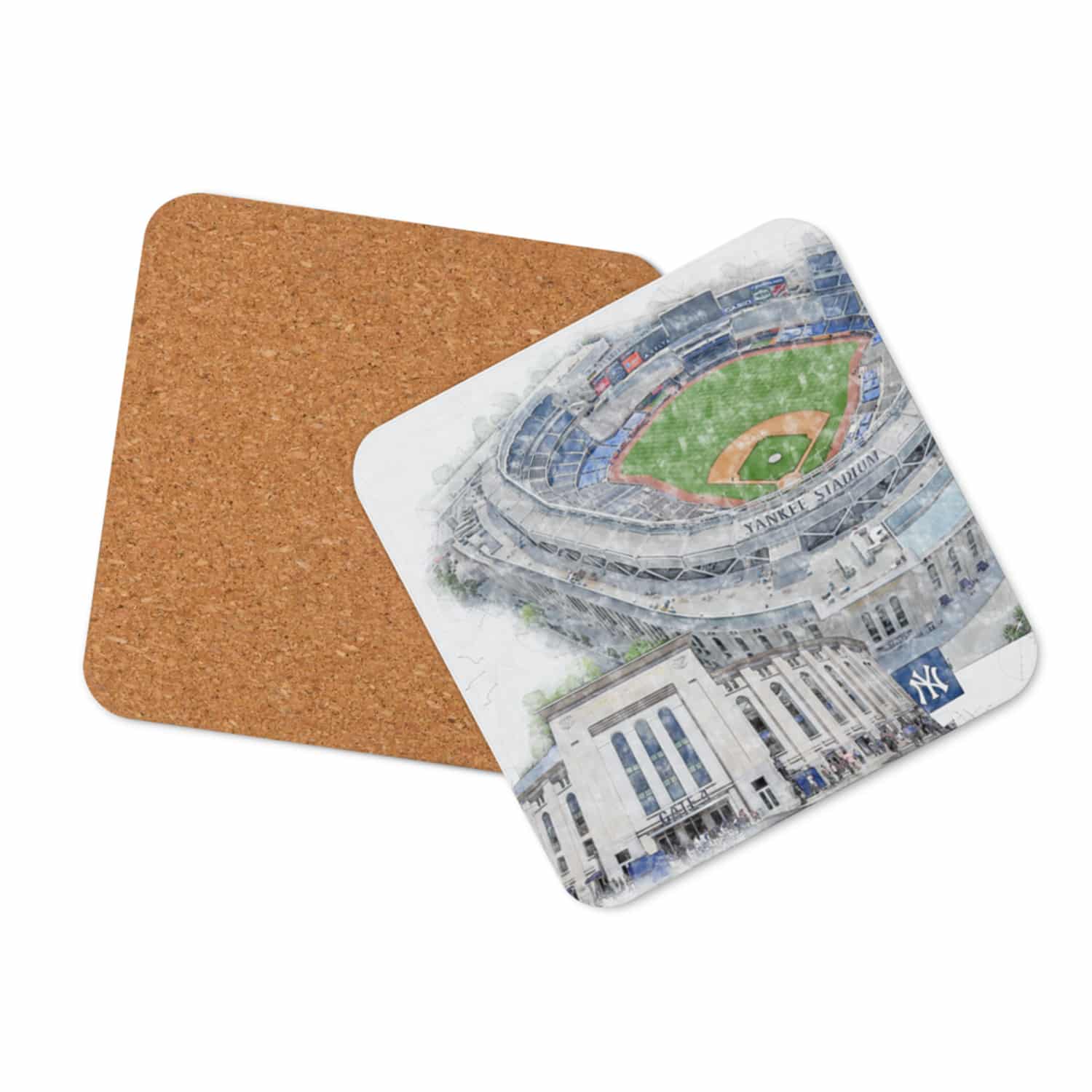 mlb-nyy-cstr3 Yankee Stadium High Gloss Coated, Cork-Backed Drink Coaster, New York Yankees Baseball