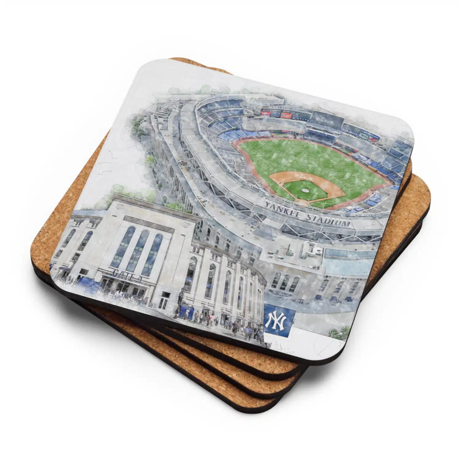Yankee Stadium High Gloss Coated, Cork-Backed Drink Coaster, New York Yankees Baseball