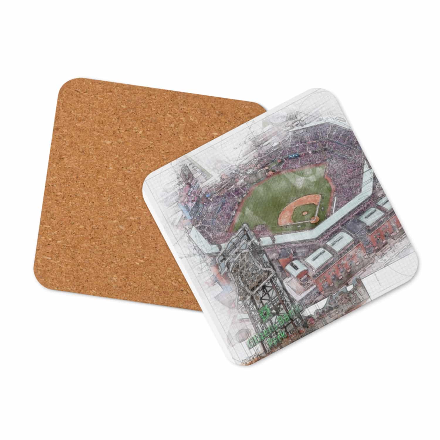 mlb-phi-cstr-3 Citizens Bank Park High Gloss Coated, Cork-Backed Drink Coaster, Philadelphia Phillies Baseball