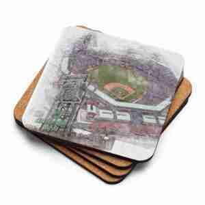 Citizens Bank Park Coaster, Philadelphia Phillies Baseball, Cork-Backed Drink Coaster