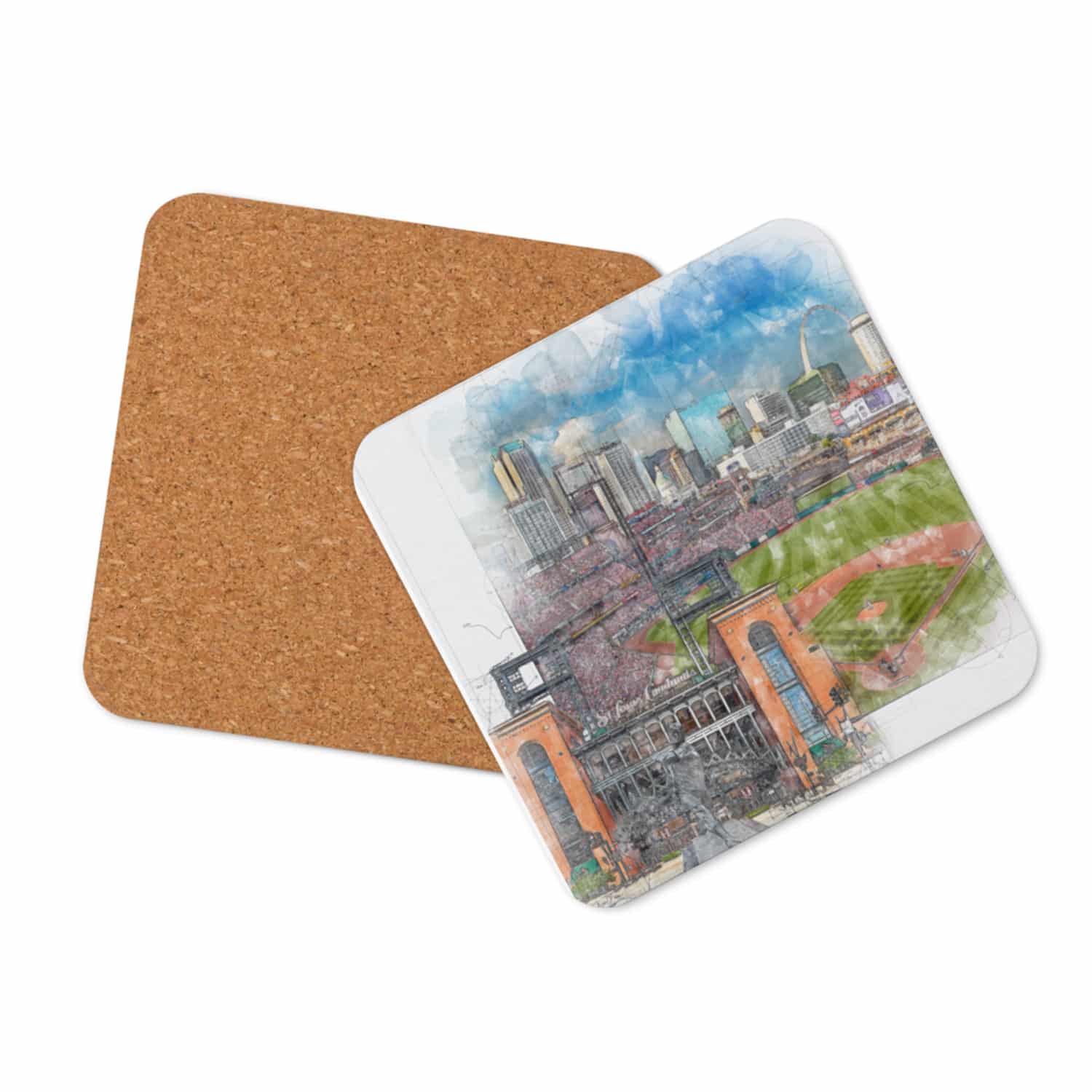 mlb-stl-cstr2 Busch Stadium High Gloss Coated, Cork-Backed Drink Coaster, St. Louis Cardinals Baseball