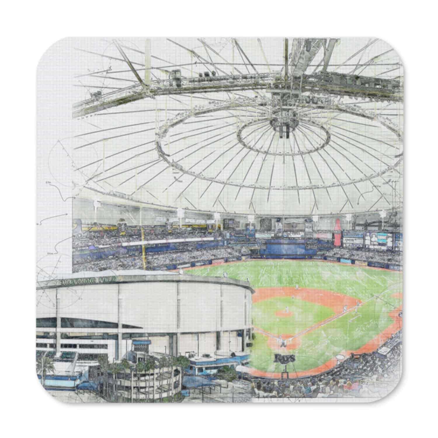 mlb-tb-cstr-2 Tropicana Field Cork Back Coaster, Tampa Bay Rays Baseball