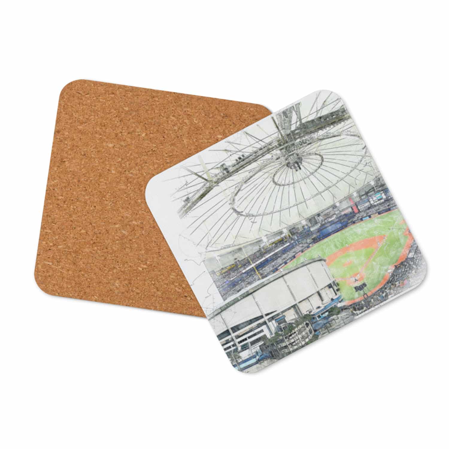 mlb-tb-cstr-3 Tropicana Field Cork Back Coaster, Tampa Bay Rays Baseball