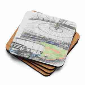 Tropicana Field Coaster, Tampa Bay Rays Baseball, Cork-Backed Drink Coaster