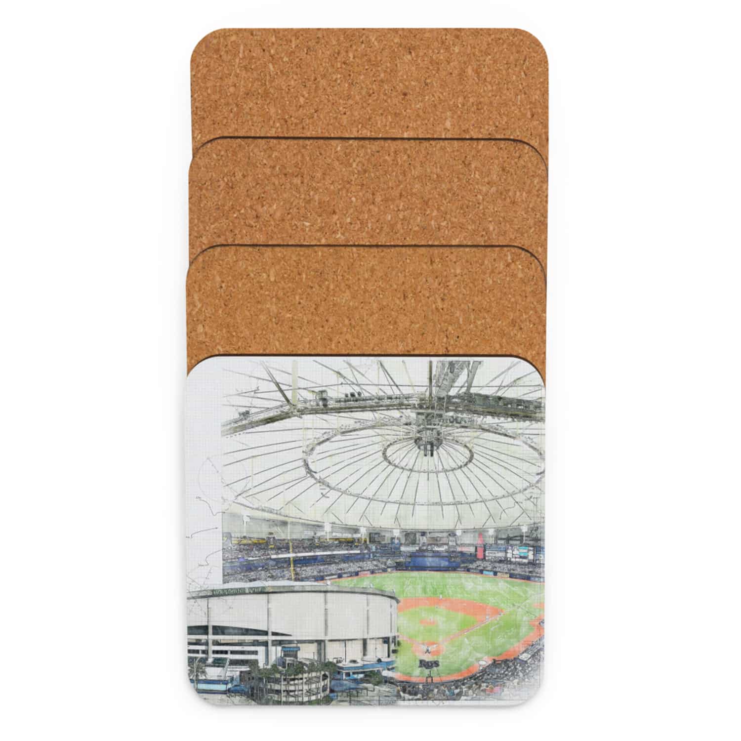 mlb-tb-cstr-6 Tropicana Field Cork Back Coaster, Tampa Bay Rays Baseball
