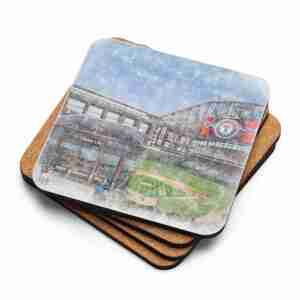 Globe Life Field Coaster, Texas Rangers Baseball, Cork-Backed Drink Coaster