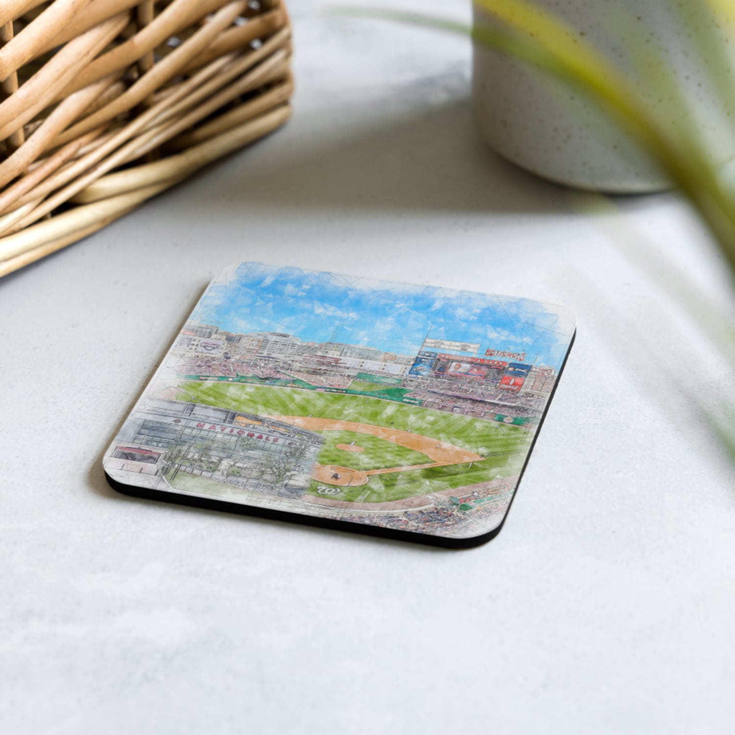 mlb-was-cstr-1 Nationals Park Cork Back Coaster, Washington Nationals Baseball