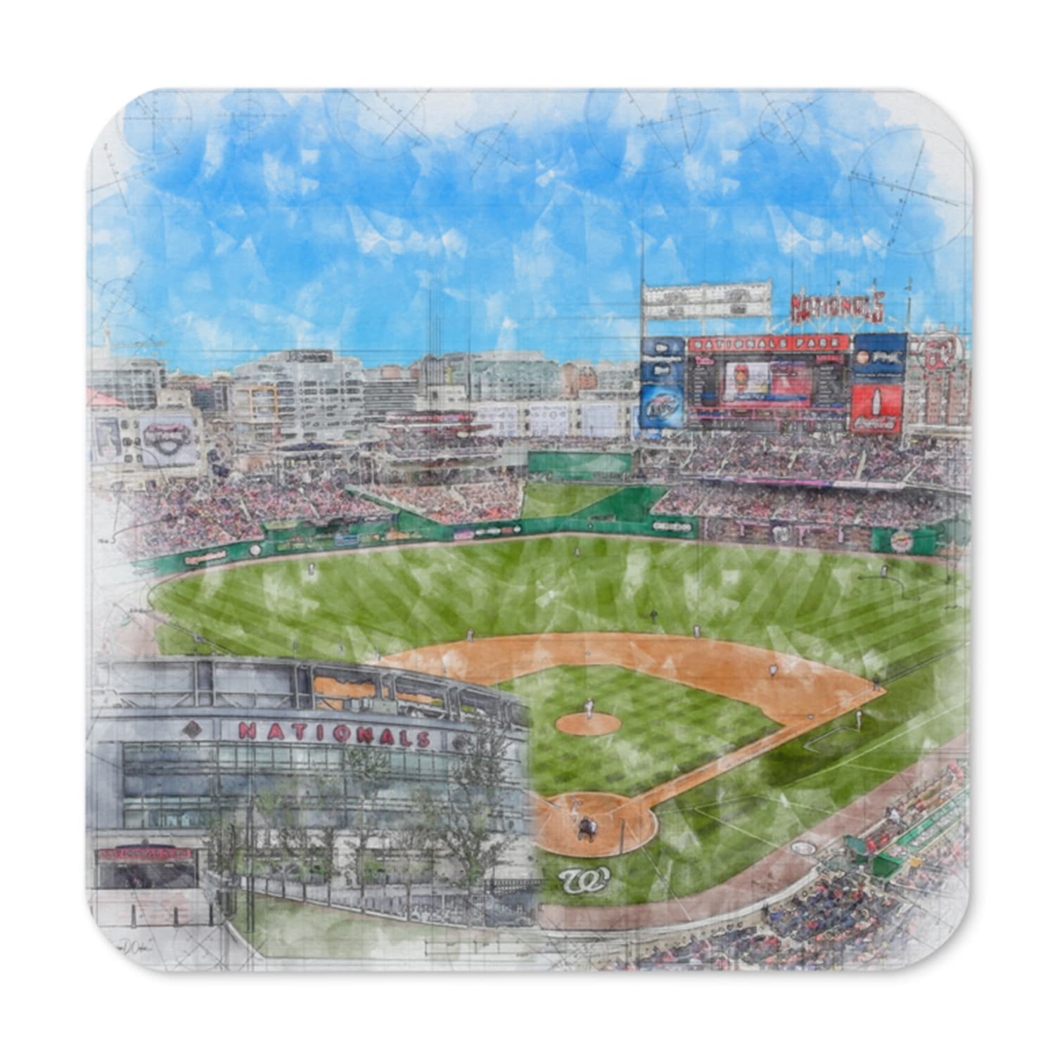mlb-was-cstr-2 Nationals Park Cork Back Coaster, Washington Nationals Baseball