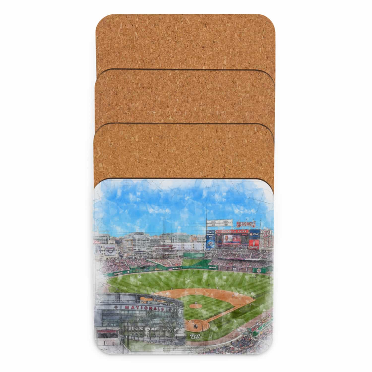 mlb-was-cstr-6 Nationals Park Cork Back Coaster, Washington Nationals Baseball