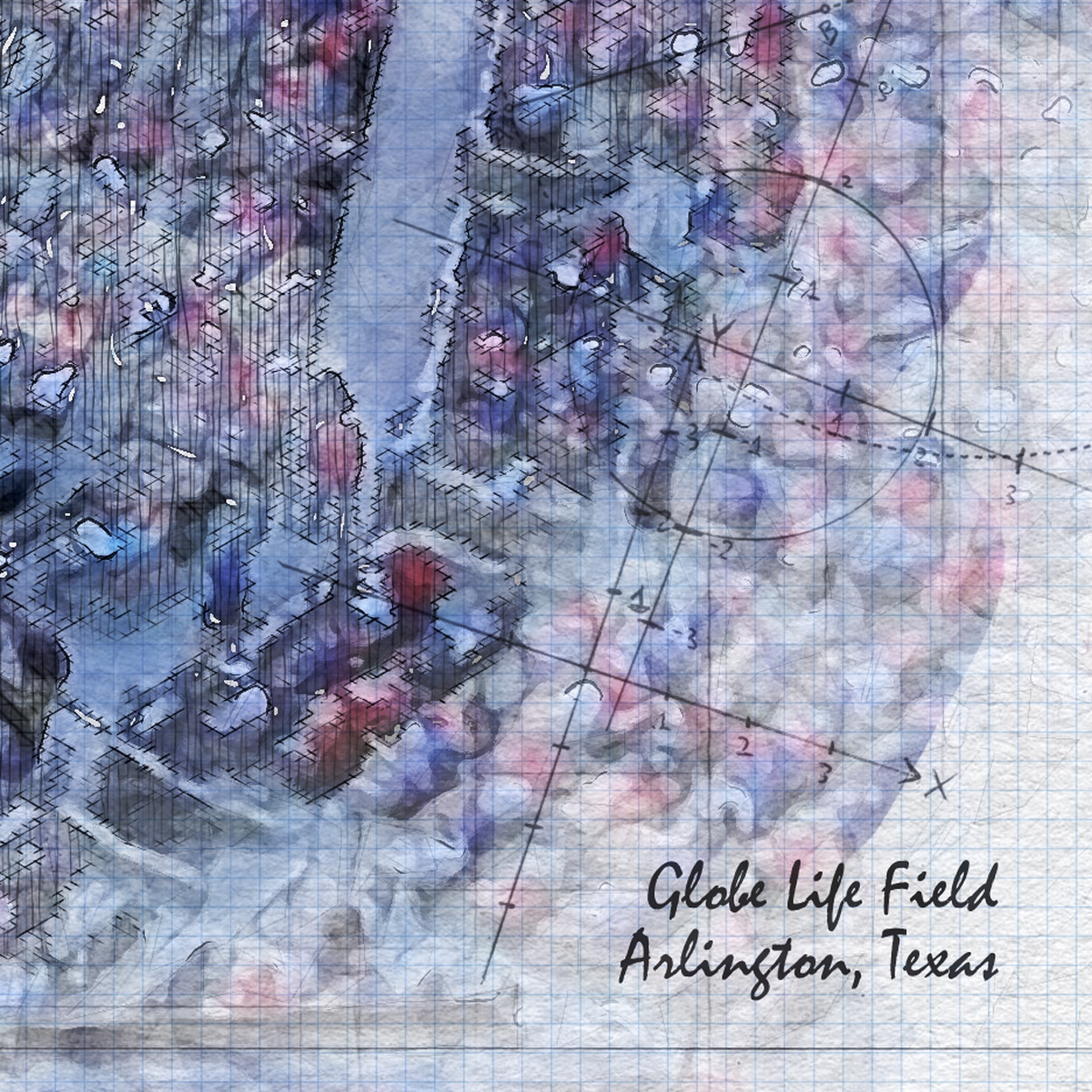 close-mlb-tex-fireworks-05 2024 Limited Edition Fireworks Series, Globe Life Field Print, Texas Rangers Baseball