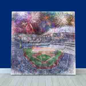 2024 Limited Edition Fireworks Series, Globe Life Field Canvas Wrap, Texas Rangers Baseball