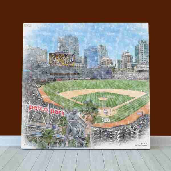 Petco Park Print, Artist Drawn Baseball Stadium, San Diego Padres Baseball