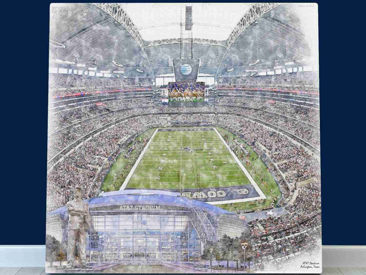 dallas cowboys helmet in stadium football canvas wall art Dallas Cowboys Helmet Logo Poster
