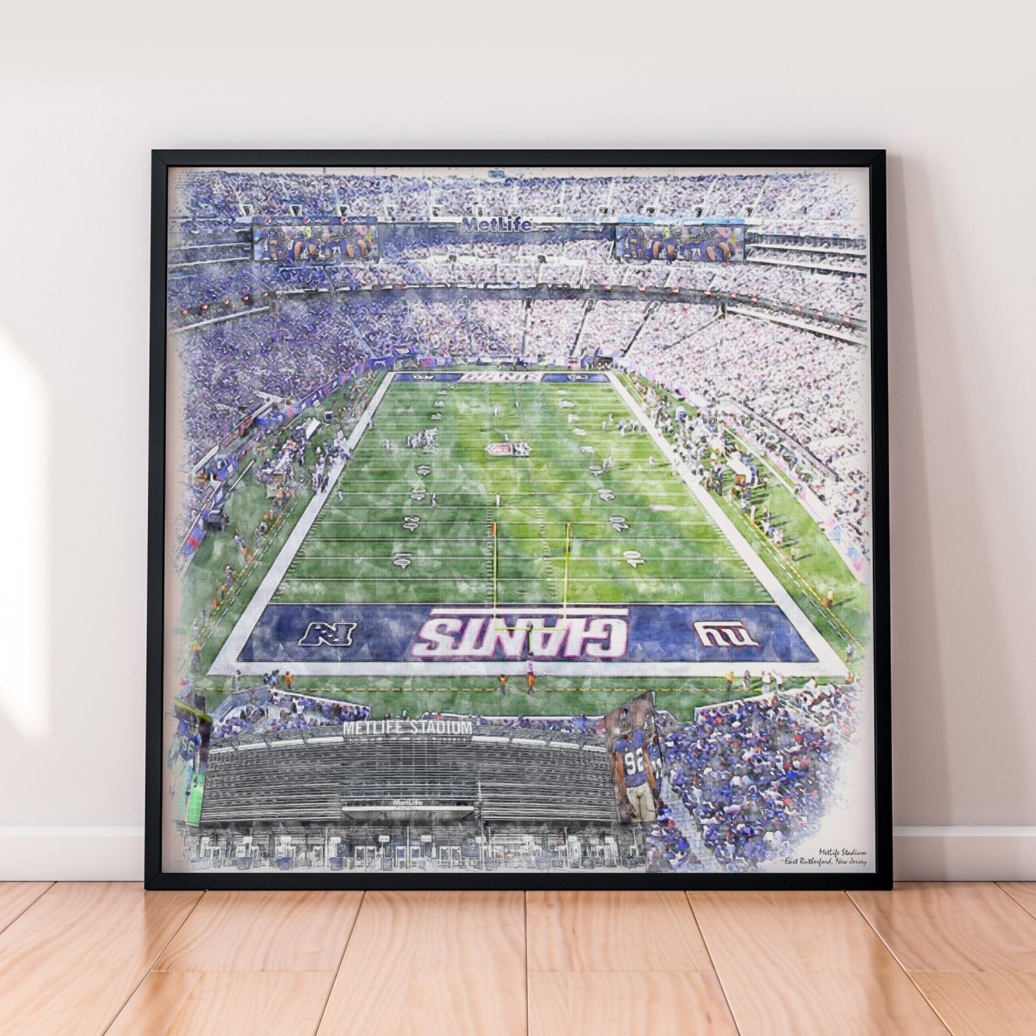 floor-print-nfl-nyg MetLife Stadium Print, Artist Drawn Football Stadium, New York Giants Football