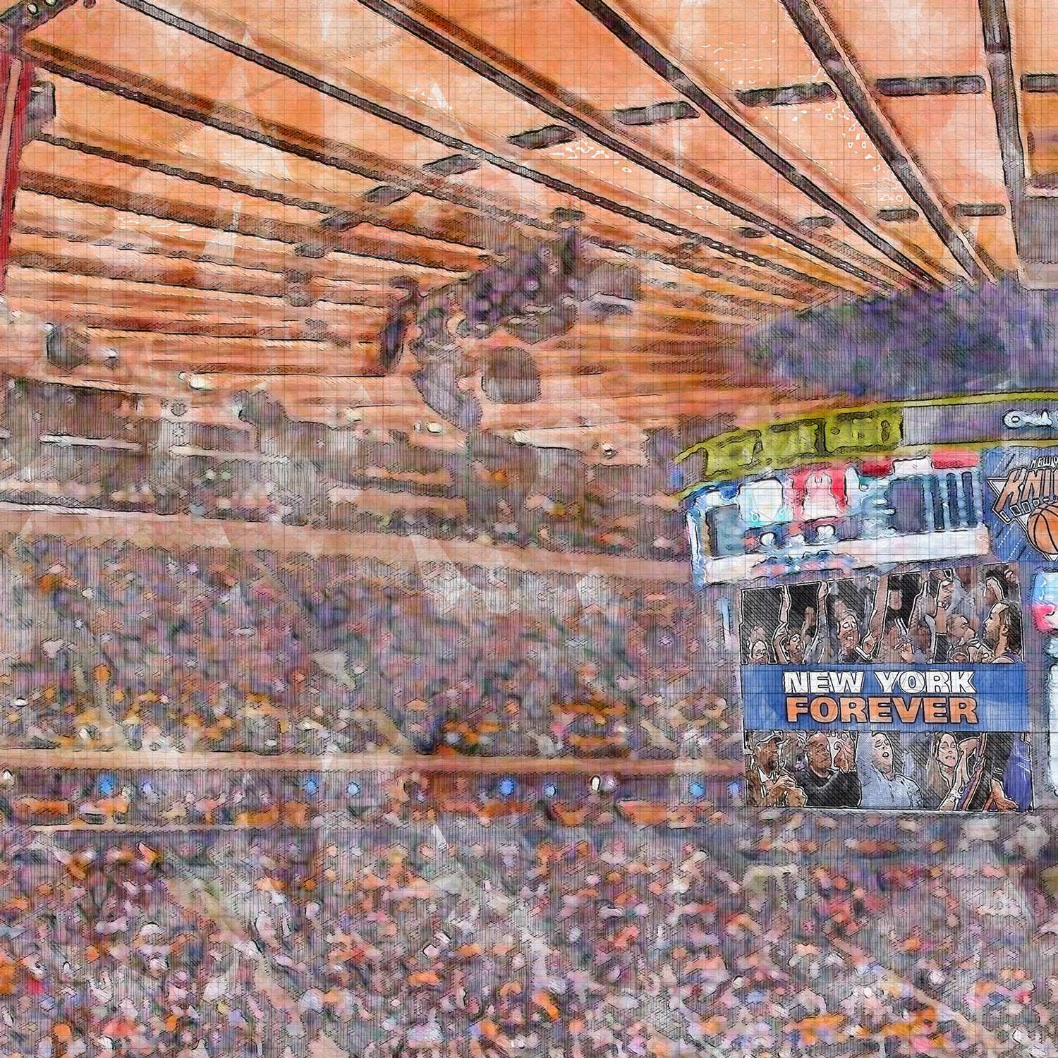 close-nba-nyk-02 Madison Square Garden Print / Canvas Wrap, Basketball Arena Art, New York Knicks Basketball