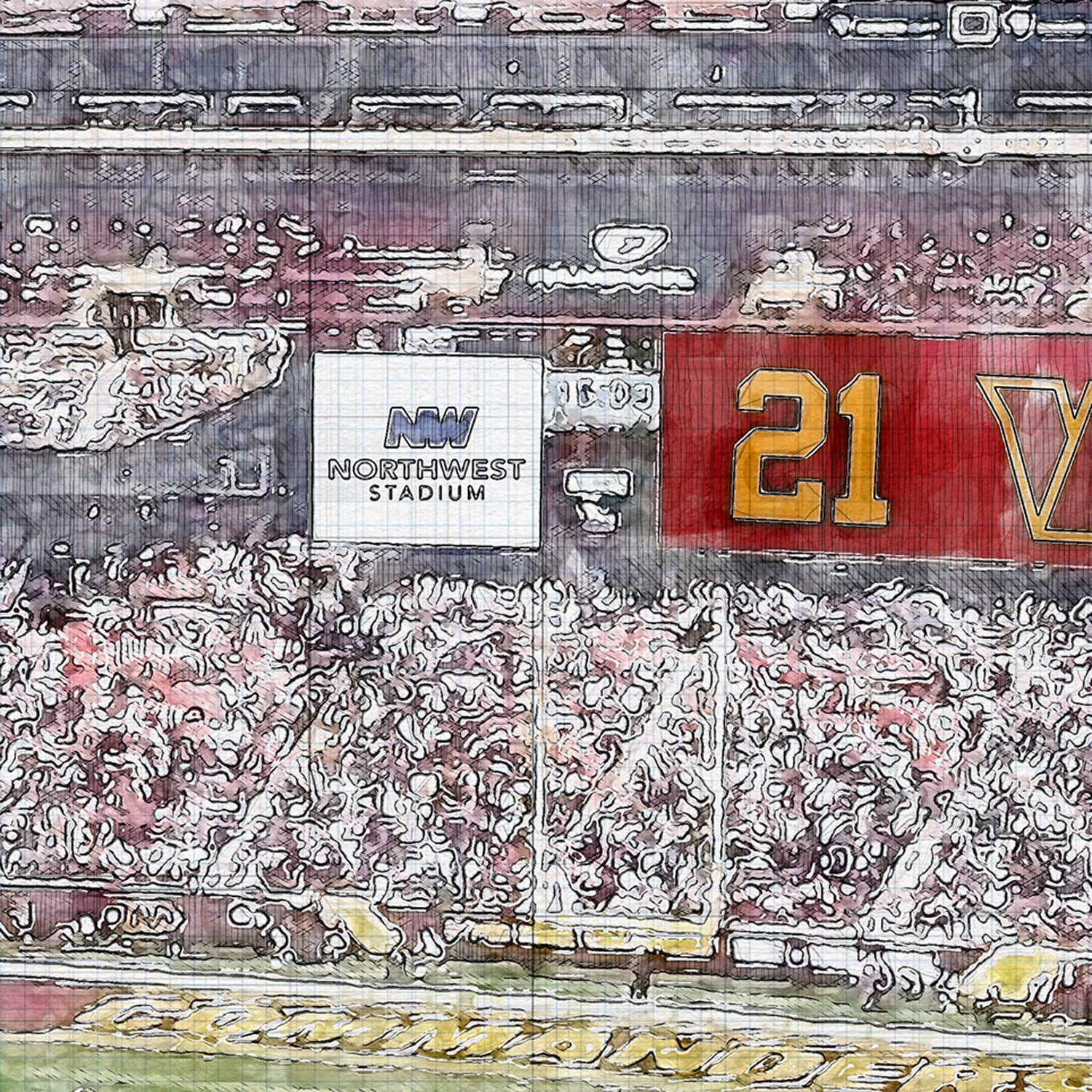 close-nfl-was-02 Northwest Stadium Print / Canvas Wrap, Football Stadium Art, Washington Commanders