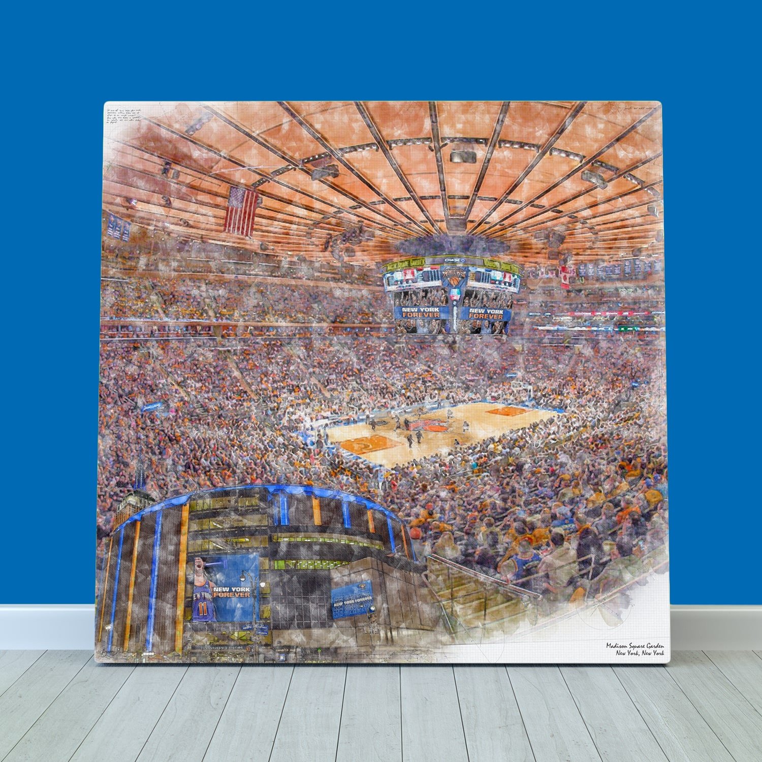 Madison Square Garden Print / Canvas Wrap, Basketball Arena Art, New York Knicks Basketball