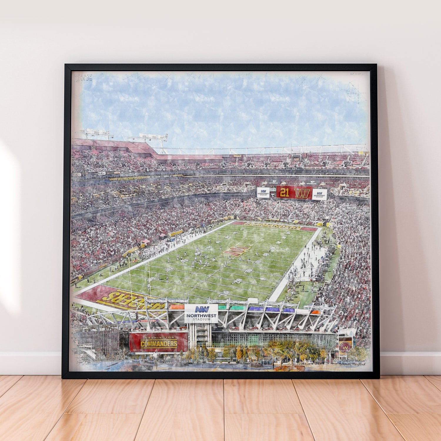 floor-print-nfl-was Northwest Stadium Print / Canvas Wrap, Football Stadium Art, Washington Commanders