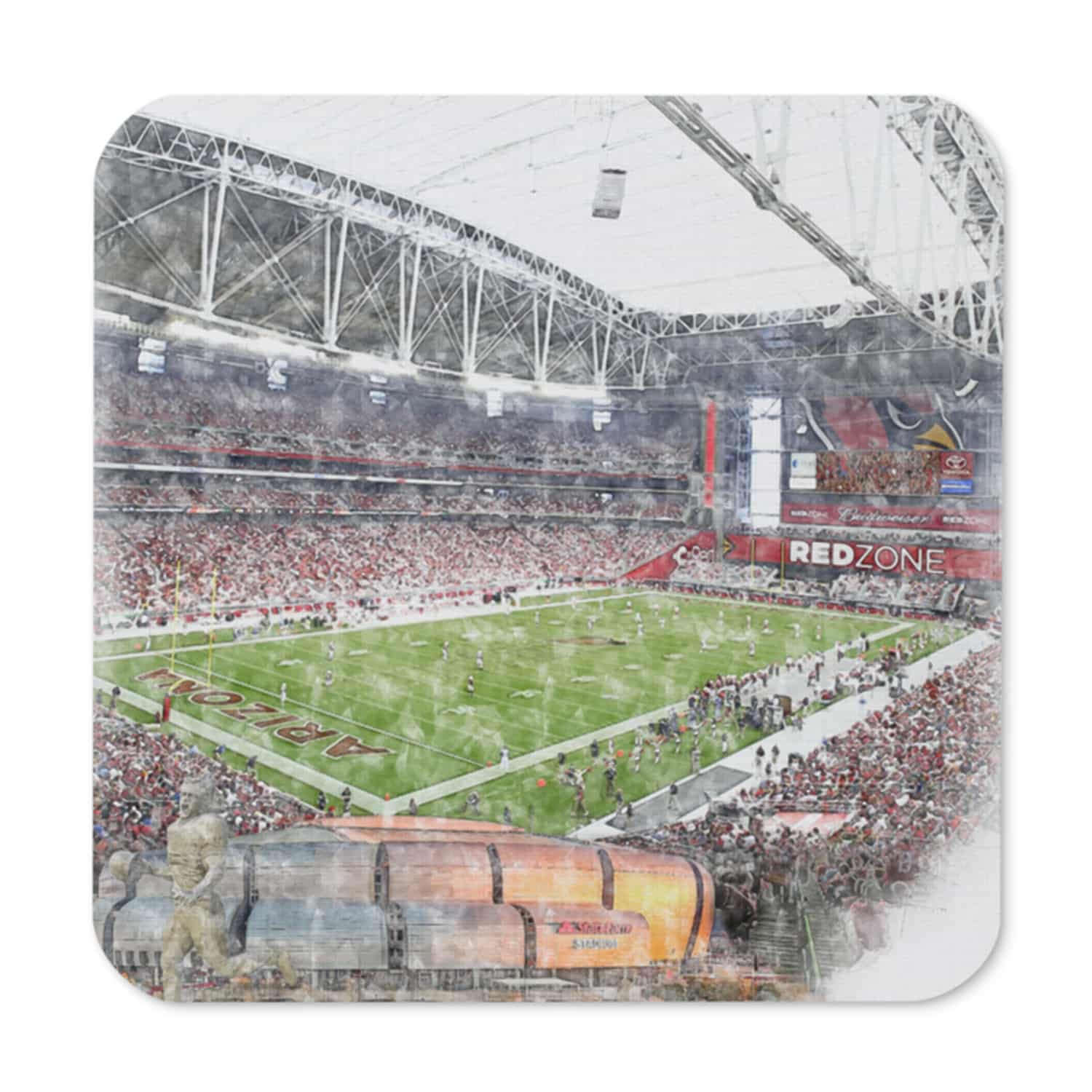 nfl-az-cstr-1 State Farm Stadium High Gloss Coated, Cork-Backed Drink Coaster, Arizona Cardinals Football