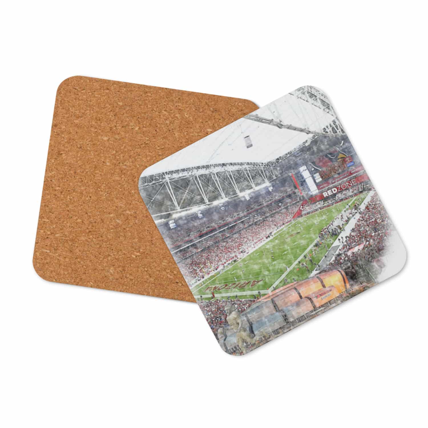 nfl-az-cstr-2 State Farm Stadium High Gloss Coated, Cork-Backed Drink Coaster, Arizona Cardinals Football