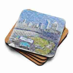 Bank of America Stadium Coaster, Carolina Panthers Football, Cork-Backed Drink Coaster