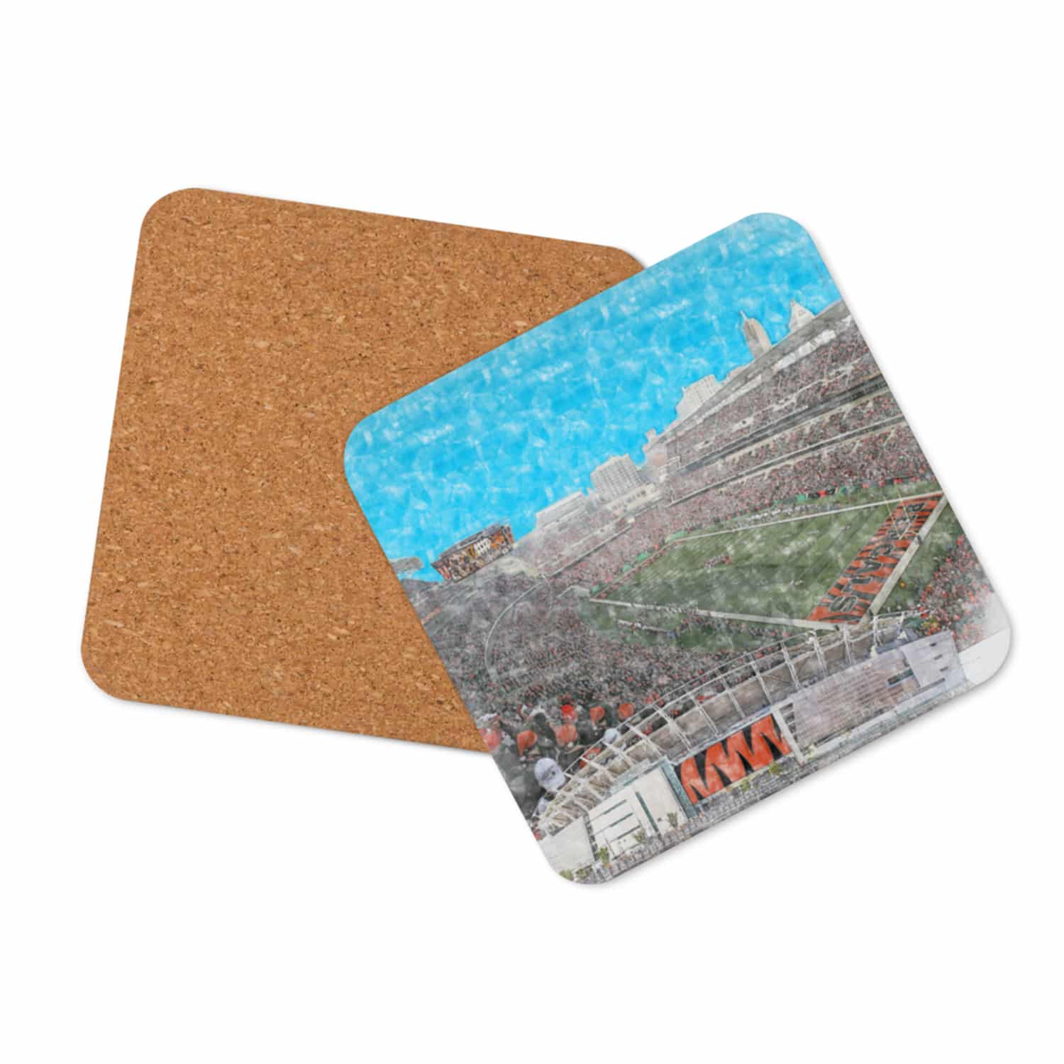 nfl-cin-cstr-2 Paycor Stadium Stadium High Gloss Coated, Cork-Backed Drink Coaster, Cincinnati Bengals Football