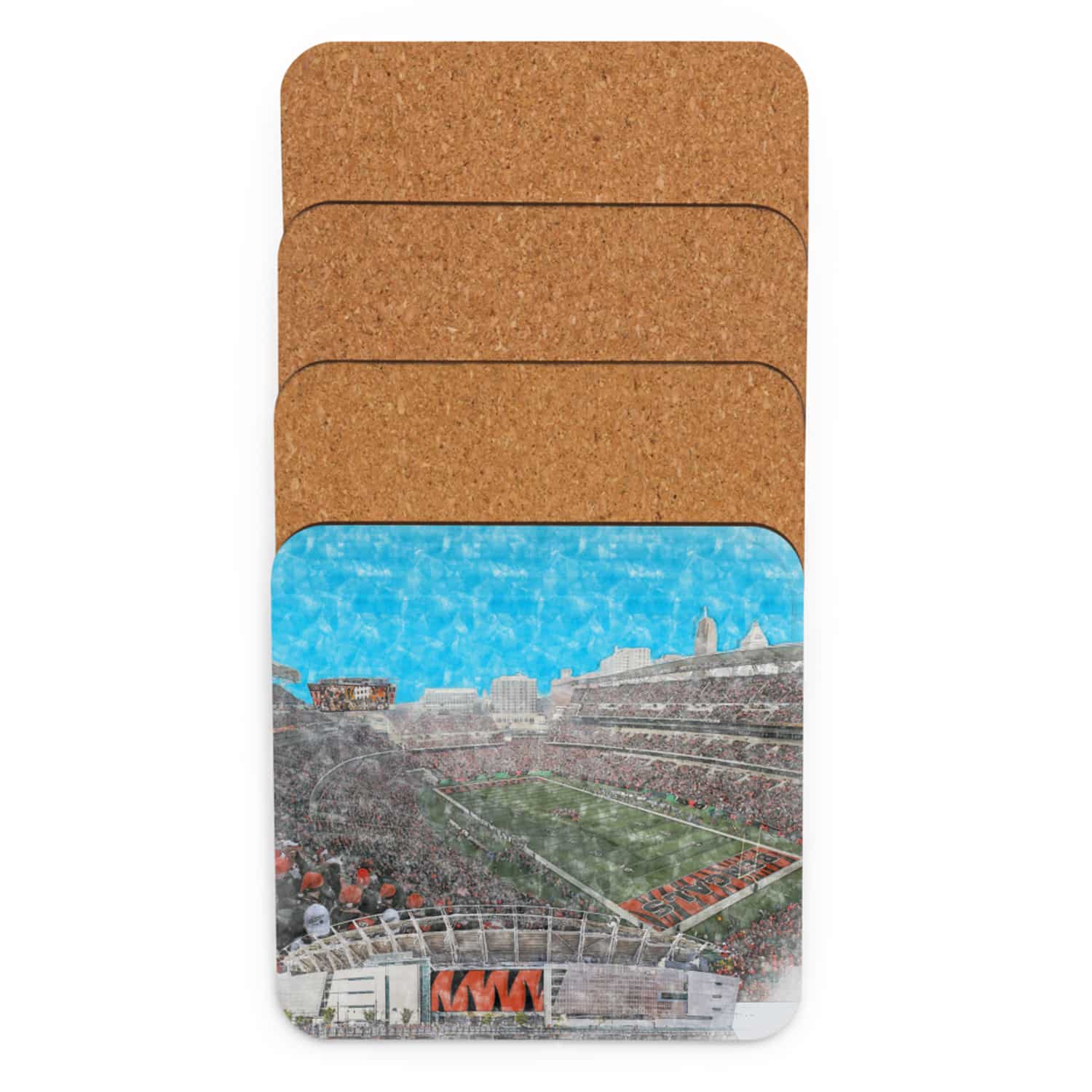 nfl-cin-cstr-5 Paycor Stadium Stadium High Gloss Coated, Cork-Backed Drink Coaster, Cincinnati Bengals Football