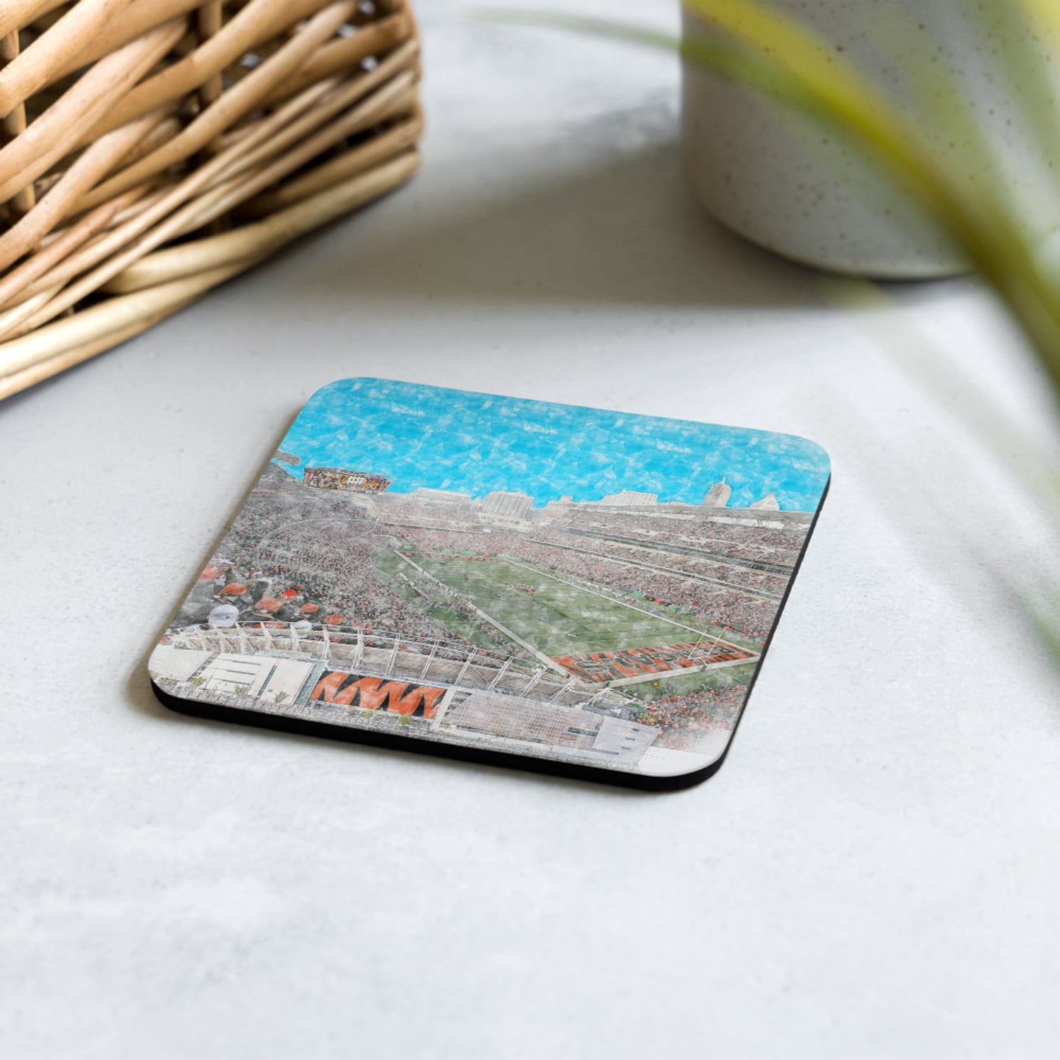 nfl-cin-cstr-7 Paycor Stadium Stadium High Gloss Coated, Cork-Backed Drink Coaster, Cincinnati Bengals Football