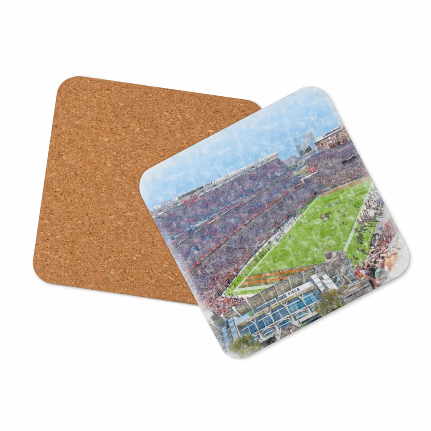 nfl-cle-cstr-n-7 Huntington Bank Field High Gloss Coated, Cork-Backed Drink Coaster, Cleveland Browns Football