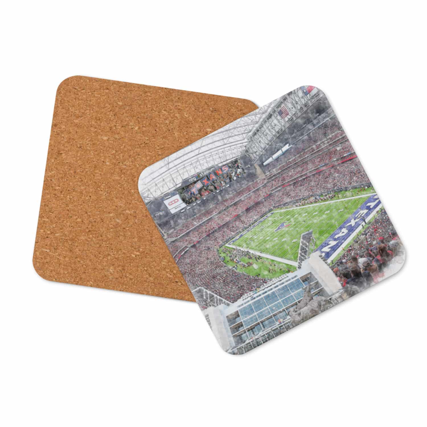 nfl-hou-cstr-2 NRG Stadium High Gloss Coated, Cork-Backed Drink Coaster, Houston Texans Football