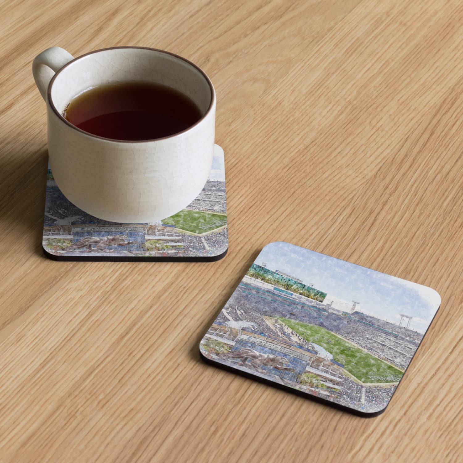 nfl-jax-cstr-n-1 EverBank Stadium High Gloss Coated, Cork-Backed Drink Coaster, Jacksonville Jaguars Football