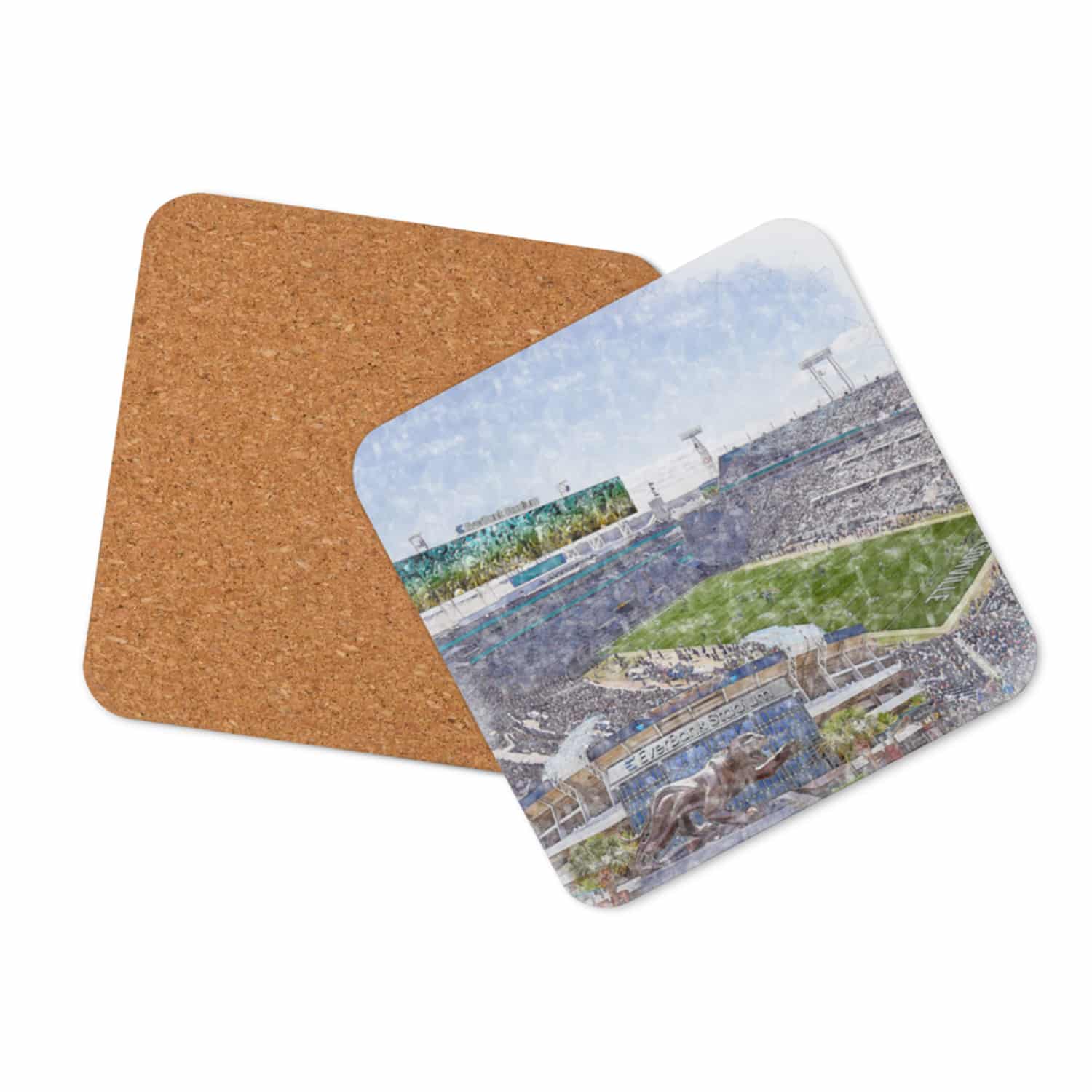nfl-jax-cstr-n-7 EverBank Stadium High Gloss Coated, Cork-Backed Drink Coaster, Jacksonville Jaguars Football