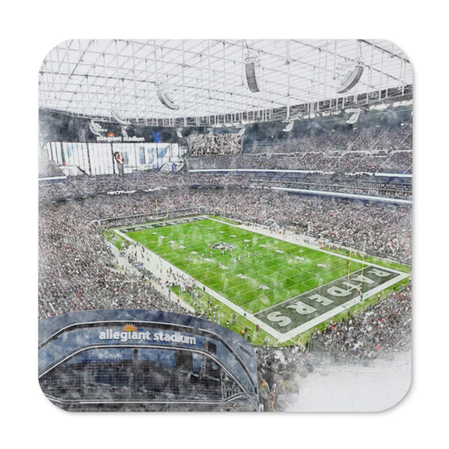 nfl-lsv-cstr-1 Allegiant Stadium High Gloss Coated, Cork-Backed Drink Coaster, Las Vegas Raiders Football