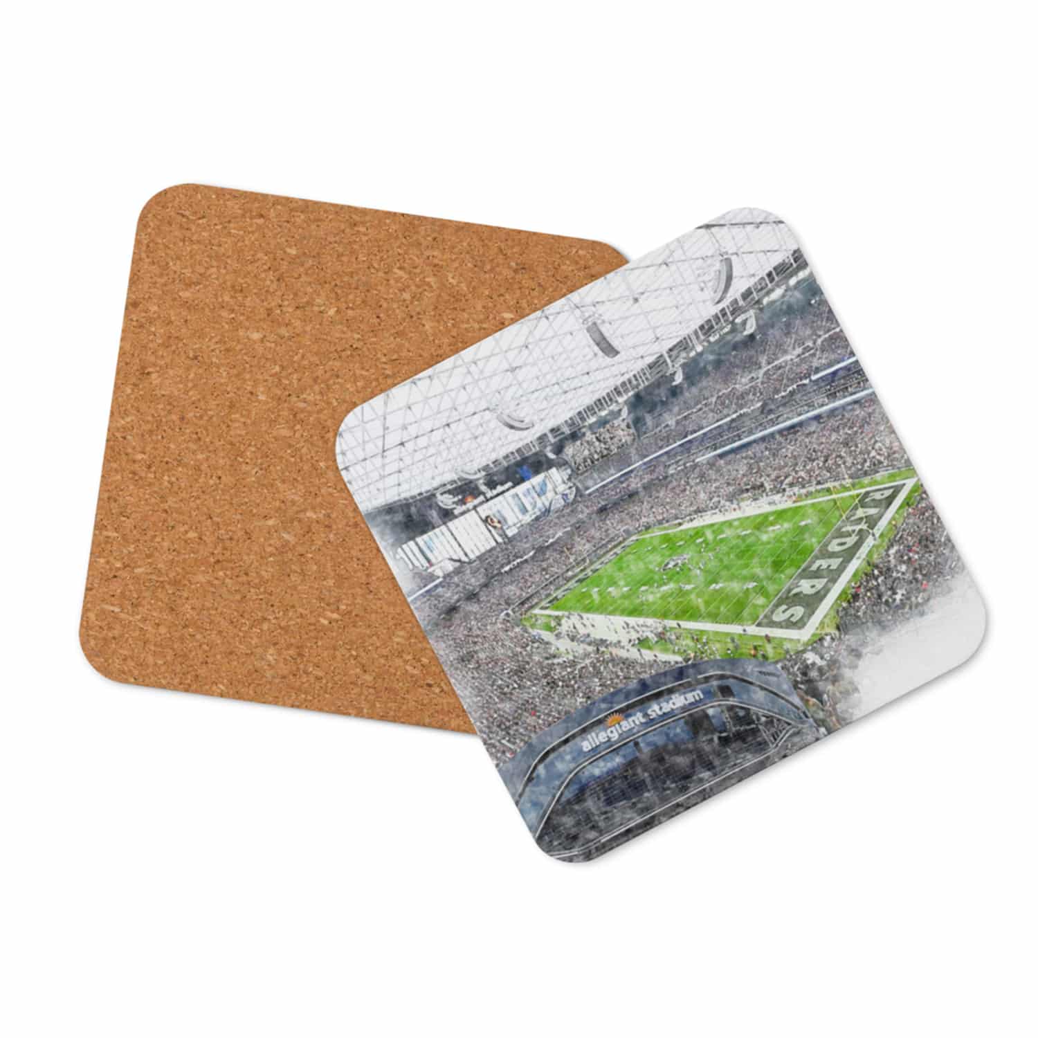 nfl-lsv-cstr-2 Allegiant Stadium High Gloss Coated, Cork-Backed Drink Coaster, Las Vegas Raiders Football
