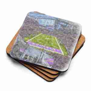 U.S. Bank Stadium Coaster, Minnesota Vikings Football, Cork-Backed Drink Coaster