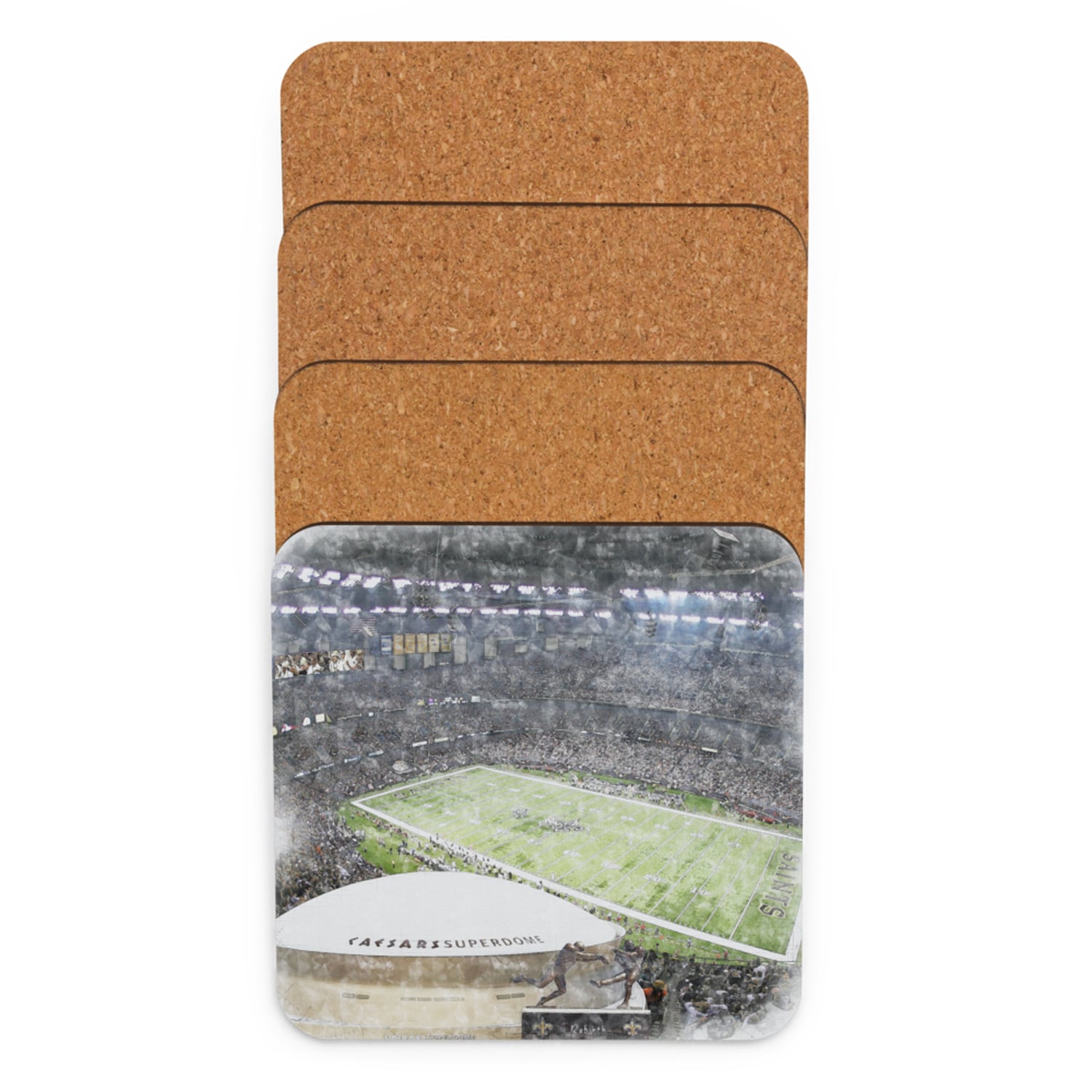 nfl-no-cstr-n-4 Caesars Superdome High Gloss Coated, Cork-Backed Drink Coaster, New Orleans Saints Football