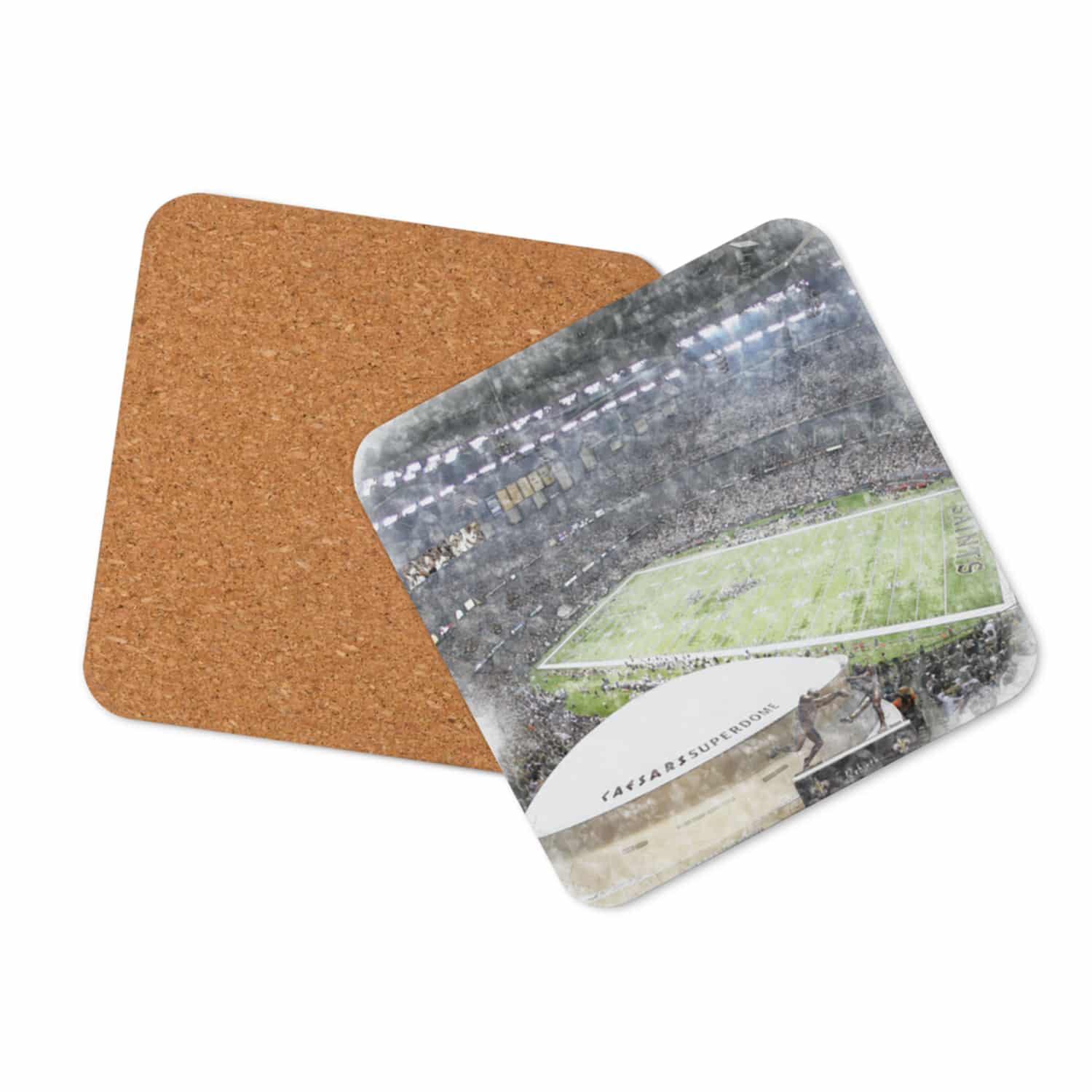 nfl-no-cstr-n-7 Caesars Superdome High Gloss Coated, Cork-Backed Drink Coaster, New Orleans Saints Football