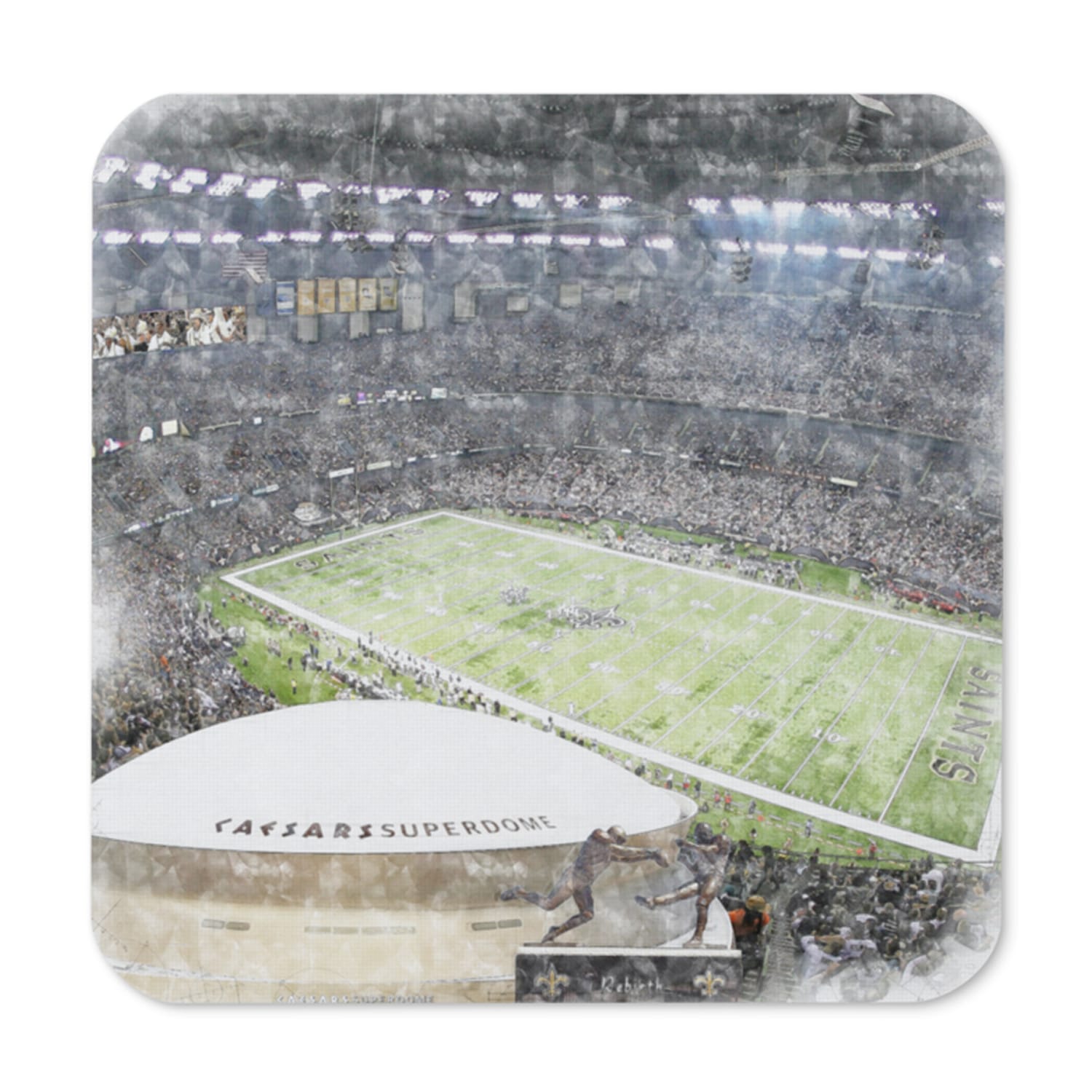nfl-no-cstr-n-8 Caesars Superdome High Gloss Coated, Cork-Backed Drink Coaster, New Orleans Saints Football